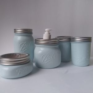 Mason jar bath 5 piece set malaysian blue